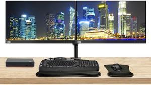 Lenovo ThinkVision P24h 2560 x 1440 LED QHD LCD, 2-Pack Bundle with HDMI, DisplayPort, Daisy Chain ready, Dock, USB-C, USB Hub, Dual Monitor Stand, MK550 Wireless Keyboard & Mouse, Mouse & Wrist Pad