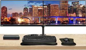 Lenovo ThinkVision P27u 3840 x 2160 LED UHD 4K LCD, 2-Pack Bundle with HDMI, DisplayPort, Daisy Chain, USB-C, USB Hub, Speakers, Dual Monitor Stand, MK550 Wireless Keyboard & Mouse, Mouse & Wrist Pad