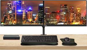 Lenovo ThinkVision S22e 22-inch 1920 x 1080 LED Backlit Full HD LCD, 2-Pack Bundle with HDMI, VGA, Dual Monitor Stand, ThinkPad Universal USB-C Dock, MK270 Wireless Keyboard & Mouse, Mouse & Wrist Pad