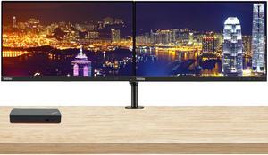 Lenovo ThinkVision S22e 22-inch 1920 x 1080 LED Backlit Full HD LCD Monitor, 2-Pack Bundle with HDMI, VGA, Desk Mount Dual Monitor Stand, Lenovo ThinkPad Universal USB-C Multiport Dock