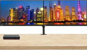Lenovo ThinkVision E28u 3840 x 2160 LED Backlit 4K Ultra HD LCD Monitor, 2-Pack Bundle with HDMI, DisplayPort, Speakers, Desk Mount Dual Monitor Stand, Lenovo ThinkPad Universal USB-C Multiport Dock