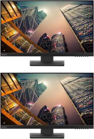 Lenovo ThinkVision E24 24-inch 1920 x 1080 LED Backlit Full HD LCD Monitor, 2-Pack Bundle with HDMI, VGA, DisplayPort, Integrated Speakers
