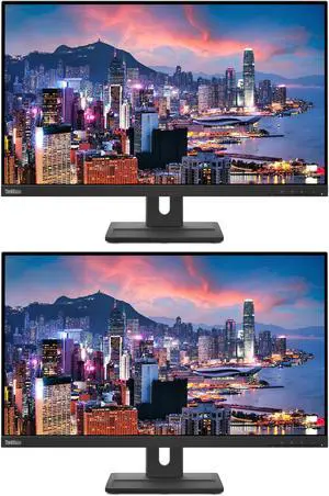 Lenovo ThinkVision E27q 27-inch 2560 x 1440 LED Backlit Quad HD LCD Monitor, 2-Pack Bundle with HDMI, DisplayPort, Integrated Speakers