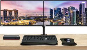 Lenovo ThinkVision P27u 3840 x 2160 LED UHD 4K LCD, 2-Pack Bundle with HDMI, DisplayPort, Daisy Chain, USB-C, USB Hub, Speakers, Dual Monitor Stand, MK540 Wireless Keyboard & Mouse, Mouse & Wrist Pad