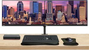 Lenovo ThinkVision S24e 24-inch 1920 x 1080 LED Backlit Full HD LCD, 2-Pack Bundle with HDMI, VGA, Dual Monitor Stand, ThinkPad Universal USB-C Dock, MK540 Wireless Keyboard & Mouse, Mouse & Wrist Pad