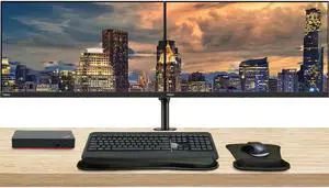 Lenovo ThinkVision E28u 3840 x 2160 LED 4K UHD LCD Monitor, 2-Pack Bundle with HDMI, DisplayPort, Speakers, Dual Monitor Stand, ThinkPad USB-C Dock, MK540 Wireless Keyboard & Mouse, Mouse & Wrist Pad