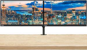 Lenovo ThinkVision S22e 22-inch 1920 x 1080 LED Backlit Full HD LCD Monitor, 2-Pack Bundle with HDMI, VGA, Desk Mount Dual Monitor Stand