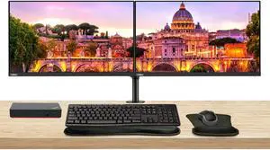 Lenovo ThinkVision T24i 24-inch 1920 x 1080 LED FHD LCD, 2-Pack Bundle with HDMI, DisplayPort, USB Hub, Dual Monitor Stand, ThinkPad USB-C Dock, MK270 Wireless Keyboard & Mouse, Gel Mouse & Wrist Pad