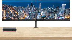 Lenovo ThinkVision T27i 27-inch 1920 x 1080 LED FHD LCD, 2-Pack Bundle with HDMI, DisplayPort, USB Hub, Dual Monitor Stand, ThinkPad USB-C Dock, MK270 Wireless Keyboard & Mouse, Gel Mouse & Wrist Pad