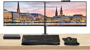 Lenovo ThinkVision T24v 24-inch, 2-Pack Bundle with T24i, HDMI, DisplayPort, Webcam, Speaker, Microphone, Dual Monitor Stand, ThinkPad USB-C Dock, MK270 Wireless Keyboard & Mouse, Mouse & Wrist Pad