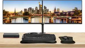Lenovo ThinkVision T24i 24-inch 1920 x 1080 LED FHD LCD, 2-Pack Bundle with HDMI, DisplayPort, USB Hub, Dual Monitor Stand, ThinkPad USB-C Dock, MK670 Wireless Keyboard & Mouse, Gel Mouse & Wrist Pad