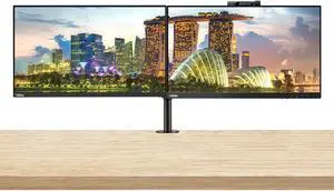 Lenovo ThinkVision T24v 24-inch 1920 x 1080 LED Backlit FHD Widescreen LCD Monitor, 2-Pack Bundle with T24i, HDMI, VGA, DisplayPort, USB Hub, Webcam, Speaker, Microphone, Desk Mount Dual Monitor Stand
