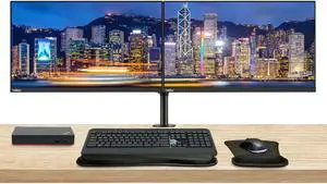 Lenovo ThinkVision T24i 24-inch 1920 x 1080 LED FHD LCD, 2-Pack Bundle with HDMI, DisplayPort, USB Hub, Dual Monitor Stand, ThinkPad USB-C Dock, MK540 Wireless Keyboard & Mouse, Gel Mouse & Wrist Pad