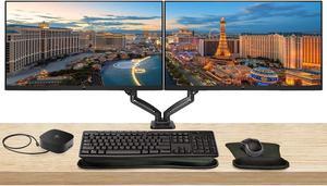 HP P32u G5 32-inch 2560 x 1440 QHD Edge LED LCD Monitor, 2-Pack Bundle with Built-in Speakers, HDMI, DisplayPort, Dual Monitor Stand, USB-C Dock, MK270 Wireless Keyboard & Mouse, Gel Mouse & Wrist Pad