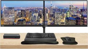 Lenovo ThinkVision S22e1920 x 1080 LED Backlit Full HD LCD Monitor, 2-Pack Bundle with HDMI, VGA, Dual Monitor Stand, ThinkPad Universal USB-C Dock, MK670 Wireless Keyboard & Mouse, Mouse & Wrist Pad