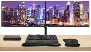 Lenovo ThinkVision S24e 1920 x 1080 LED Backlit Full HD LCD Monitor, 2-Pack Bundle with HDMI, VGA, Dual Monitor Stand, ThinkPad Universal USB-C Dock, MK670 Wireless Keyboard & Mouse, Mouse & Wrist Pad