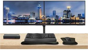 Lenovo ThinkVision E24 1920 x 1080 LED FHD LCD Monitor, 2-Pack Bundle with HDMI, VGA, Speakers, DisplayPort, Dual Monitor Stand, ThinkPad USB-C Dock, MK670 Wireless Keyboard & Mouse, Mouse & Wrist Pad