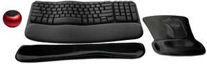 Logitech MK670 Comfort Wave Wireless Keyboard & Mouse Combo Home Office Active Lifestyle Must-Have Modern Bundle with Mini Portable Wireless Bluetooth Speaker, Gel Wrist Pad & Gel Mouse Pad