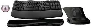 Logitech MK670 Comfort Wave Wireless Keyboard & Mouse Combo Home Office Active Lifestyle Must-Have Modern Bundle with Mini Glam Portable Wireless Bluetooth Speaker, Gel Wrist Pad & Gel Mouse Pad