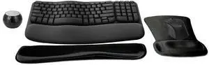 Logitech MK670 Comfort Wave Wireless Keyboard & Mouse Combo Home Office Active Lifestyle Must-Have Modern Bundle with Mini Glam Portable Wireless Bluetooth Speaker, Gel Wrist Pad & Gel Mouse Pad