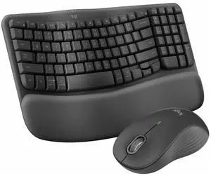 Logitech MK670 Comfort Wave Wireless Keyboard & Mouse Combo Home Office Active Lifestyle Must-Have Modern Bundle with Mini Portable Wireless Bluetooth Speaker, Gel Wrist Pad & Gel Mouse Pad