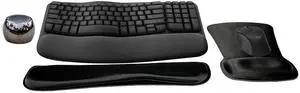 Logitech MK670 Comfort Wave Wireless Keyboard & Mouse Combo Travel Home Office Modern Bundle with Boost Water-Resistant Portable Wireless Bluetooth Speaker, Gel Wrist Pad, & Gel Mouse Pad
