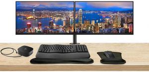 HP EliteDisplay E22 G5 22-inch Full HD LED-Backlit LCD IPS Monitor, 2-Pack Bundle with HDMI, DisplayPort, Dual Monitor Stand, USB-C Dock, MK670 Wireless Keyboard & Mouse, Gel Mouse & Wrist Pad