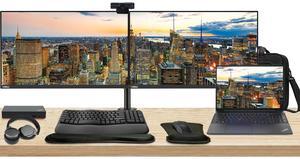 Lenovo E16 16" Ryzen 7, 16GB RAM, 512GB SSD, Notebook Bundle with 2 x ThinkVision T27i 27" Monitors, Dual Stand, USB-C Dock, MK670 Wireless Keyboard & Mouse, Gel Pad, Webcam, Headphones, Bag