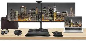 HP ProBook 440 G10 14" i5, 8GB RAM, 256GB SSD, Bundle with 2 x EliteDisplay E27 27" Monitors, Dual Stand, USB-C Dock, MK550 Wireless Keyboard and Mouse, Gel Pad, Webcam, Headphones, Bag