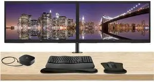 HP P22v G5 22 inch 1920 x 1080 Full HD Edge LED LCD Monitor, 2-Pack Bundle with HDMI, VGA, Stand, MK670 Wireless Keyboard and Mouse, Wrist Pad, and USB-C Dock