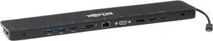 Tripp Lite USB-C Dock Triple Display 4K 100W Workstation Bundle, VGA, HDMI, USB-C, DisplayPort, USB, SD Card, Ethernet
