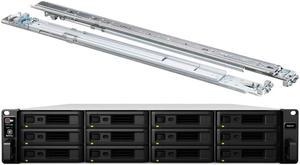 Synology RackStation RS2418+ NAS Server Bundle with Rail Kit, Intel Atom C3538 Quad-Core, 64GB DDR4, 24TB SSD, Synology DSM Software