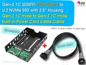 Gen-Z 1C PCIe 4.0 to U.2 NVMe SSD with 3.5" Enclosure & Gen-Z 1C Male to Gen-Z 1C Male/PCIe Gen4, built-in Power Cord Cable, 50cm Gen-Z 1C PCIe 4.0 to U.2 NVMe SSD with 3.5" Enclosure & Gen-Z 1C Male to Gen-Z 1C Male/PCIe Gen4, built-in Power Cord Cable, 50cm