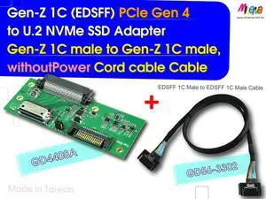 Gen-Z 1C PCIe 4.0 to U.2(SFF-8639) NVMe SSD Adapter & Gen-Z 1C Male to Gen-Z 1C Male/PCIe Gen4, without Power Cord Cable, 50cm