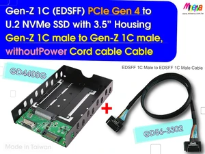 Gen-Z 1C PCIe 4.0 to U.2 NVMe SSD with 3.5" Enclosure & Gen-Z 1C Male to Gen-Z 1C Male/PCIe Gen4, without Power Cord Cable, 50cm Gen-Z 1C PCIe 4.0 to U.2 NVMe SSD with 3.5" Enclosure & Gen-Z 1C Male to Gen-Z 1C Male/PCIe Gen4, without Power Cord Cable, 50cm