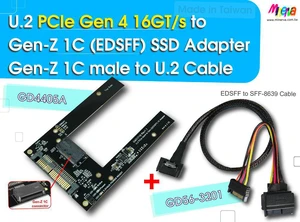 PCIe 4.0 Gen-Z 1C (EDSFF) to U.2 (SFF-8639) Cable, 50cm & U.2 to Gen-Z 1C adapter KIT PCIe 4.0 Gen-Z 1C (EDSFF) to U.2 (SFF-8639) Cable, 50cm & U.2 to Gen-Z 1C adapter KIT