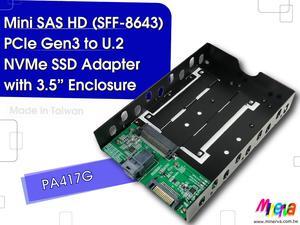 Mini SAS HD (SFF-8643) PCIe Gen3 to U.2(SFF-8639) with Hot Plug Power with 3.5”Enclosure
