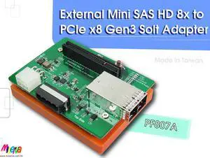 External MINI SAS HD (SFF-8644) 2x to PCIe x8 Gen 3 Slot Adapter, support SMBus Hot Swap