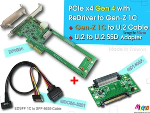 PCIex4 Gen 4 with ReDriver for Gen-Z 1C AIC & Gen-Z 1C to U.2 Cable, 50cm & U.2 (SFF-8639) Male PCIe Gen 4 to U.2 Female Adapter KIT PCIex4 Gen 4 with ReDriver for Gen-Z 1C AIC & Gen-Z 1C to U.2 Cable, 50cm & U.2 (SFF-8639) Male PCIe Gen 4 to U.2 Female Adapter KIT
