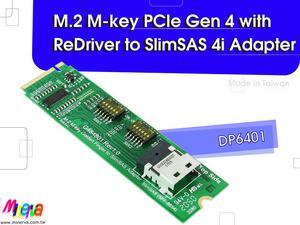M.2 M-key PCIe Gen 4 with ReDriver for SlimSAS 4i Adapter
