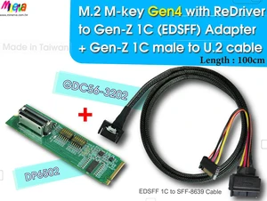 M.2 PCIe Gen 4 with ReDriver to Gen-Z 1C (EDSFF) & Gen-Z 1C to U.2 (SFF-8639) Cable, 100 cm KIT M.2 PCIe Gen 4 with ReDriver to Gen-Z 1C (EDSFF) & Gen-Z 1C to U.2 (SFF-8639) Cable, 100 cm KIT
