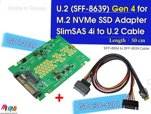 PCIe 4.0 SFF-8654 4i to U.2 cable, 50cm & U.2 to M.2 NVMe SSD Adapter KIT PCIe 4.0 SFF-8654 4i to U.2 cable, 50cm & U.2 to M.2 NVMe SSD Adapter KIT