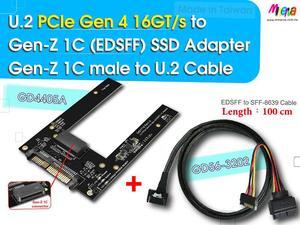 PCIe 4.0 Gen-Z 1C (EDSFF) to U.2 (SFF-8639) Cable, 100cm & U.2 to Gen-Z 1C adapter KIT