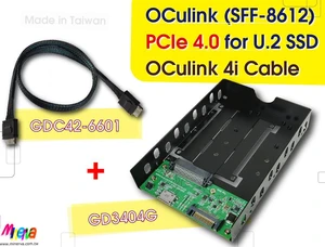OCulink (SFF-8612) PCIe Gen4 for U.2 (SFF-8639) SSD Adapter with 3.5" Housing & OCulink 4i (SFF-8639) Cable KIT OCulink (SFF-8612) PCIe Gen4 for U.2 (SFF-8639) SSD Adapter with 3.5" Housing & OCulink 4i (SFF-8639) Cable KIT