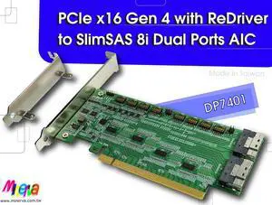 PCIe x16 Gen 4 with ReDriver to SlimSAS 8i dual port AIC for NVIDIA GeForce RTX 3080 GPU