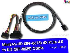 Mini SAS HD 4x (SFF-8673) PCIe 4.0 to U.2 (SFF-8639) cable, 100cm