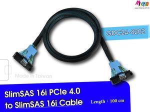 PCIe 4.0 SlimSAS 16i(SFF-8654) with Low profile male connector,100cm Cable