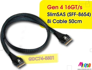 PCIe 4.0 SFF-8654 8i to SFF-8654 8i Cable, 50cm for AMD EPYC 7002 Series PCIe 4.0 SFF-8654 8i to SFF-8654 8i Cable, 50cm for AMD EPYC 7002 Series