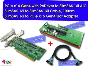 PCIe x16 Gen4 with ReDriver to SlimSAS 16i (SFF-8654) AIC & SlimSAS 16i, 100cm cable & SlimSAS 16i to PCIe x16 with +12V, 3.3V, 3.3Vaux Hot Swap Power Controllers PCIe x16 Gen4 with ReDriver to SlimSAS 16i (SFF-8654) AIC & SlimSAS 16i, 100cm cable & SlimSAS 16i to PCIe x16 with +12V, 3.3V, 3.3Vaux Hot Swap Power Controllers