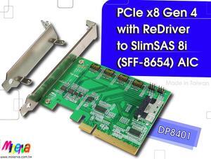 PCIe x8 Gen 4 with ReDriver to SlimSAS 8i for AMD EPYC 7002 Series